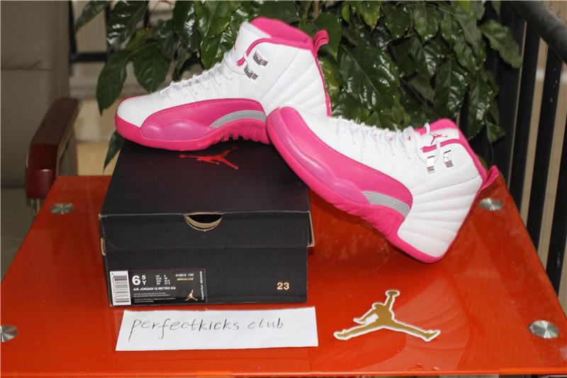 AUTHENTIC AIR JORDAN 12 GS WHITE DYNAMIC PINK 100% Nike Pair .PK EXCLUSIVE